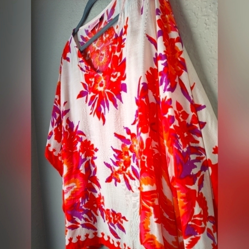 Theodora Callum Top Women One Size plus Hippie Blouse Floral - Picture 2 of 6